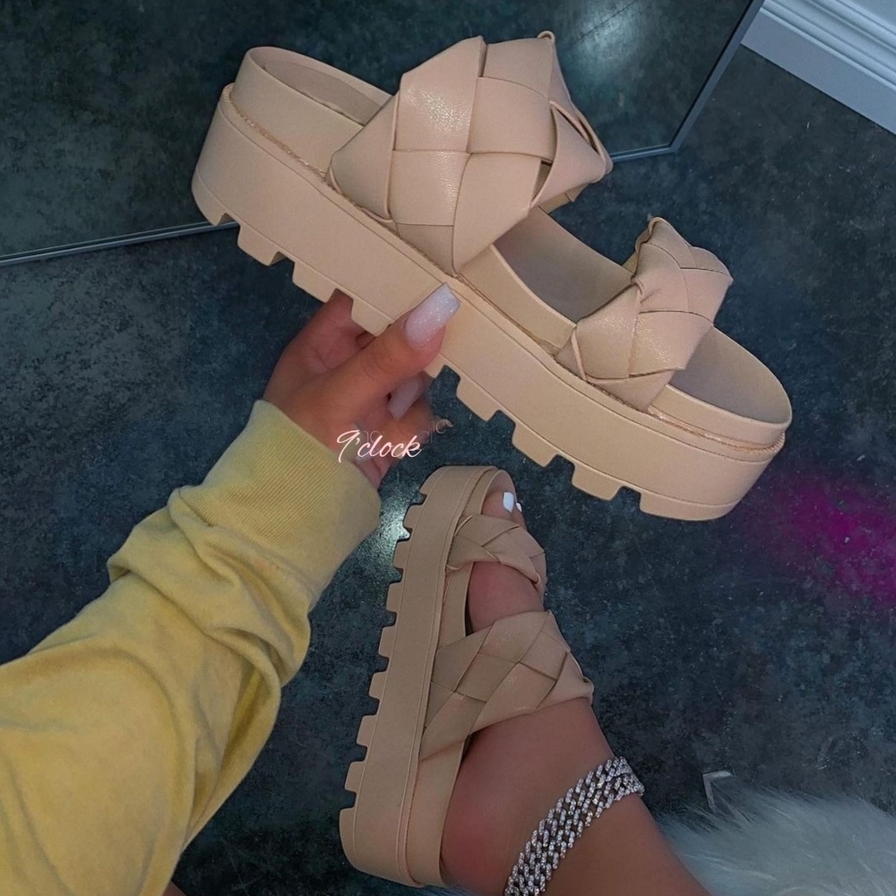 Tan Chunky Platform Sandals Grecia Ciao Milano